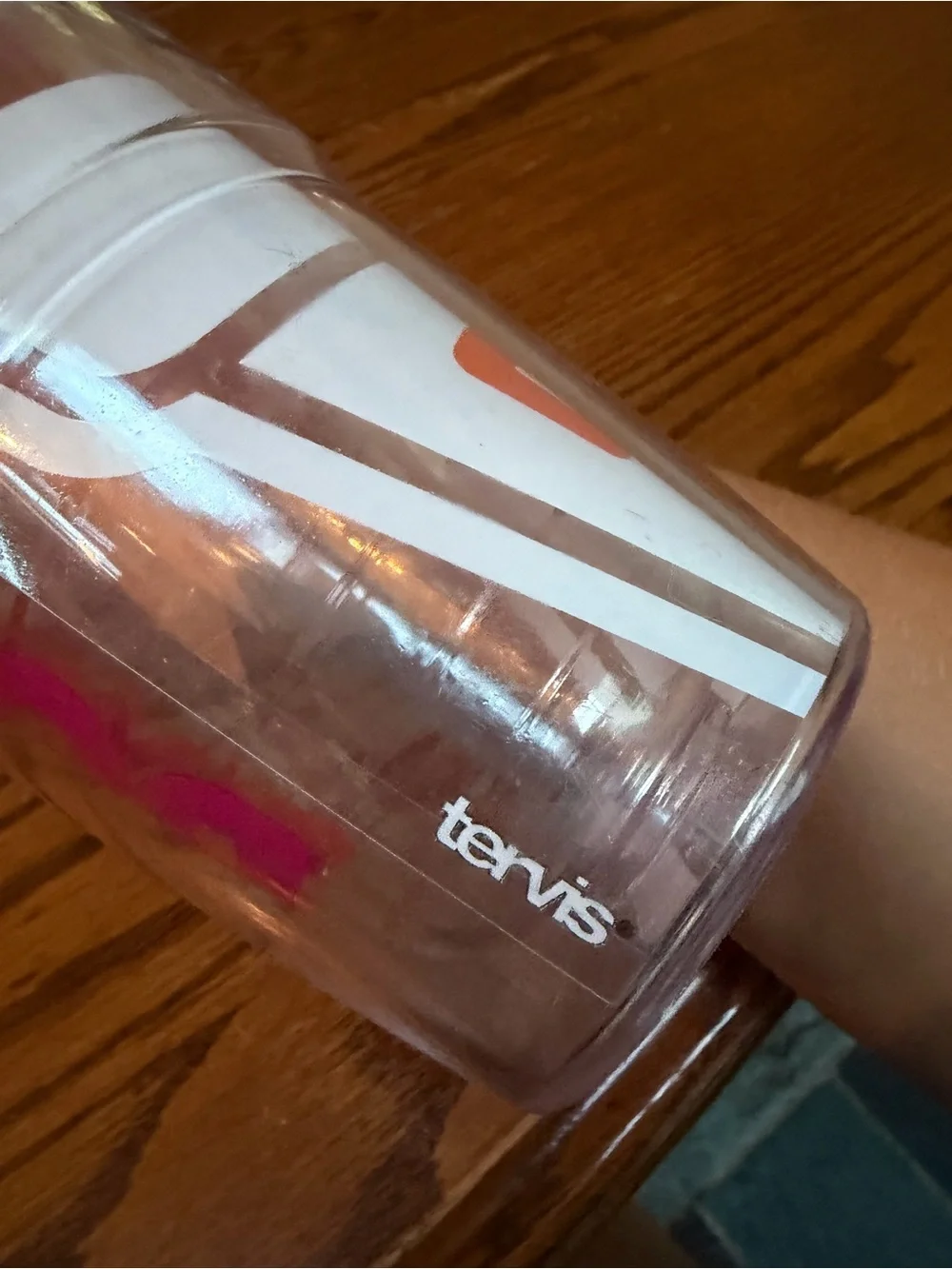 tervis Pink Lid Dunkin' Donuts Clear Tumbler with Orange and Pink Logo